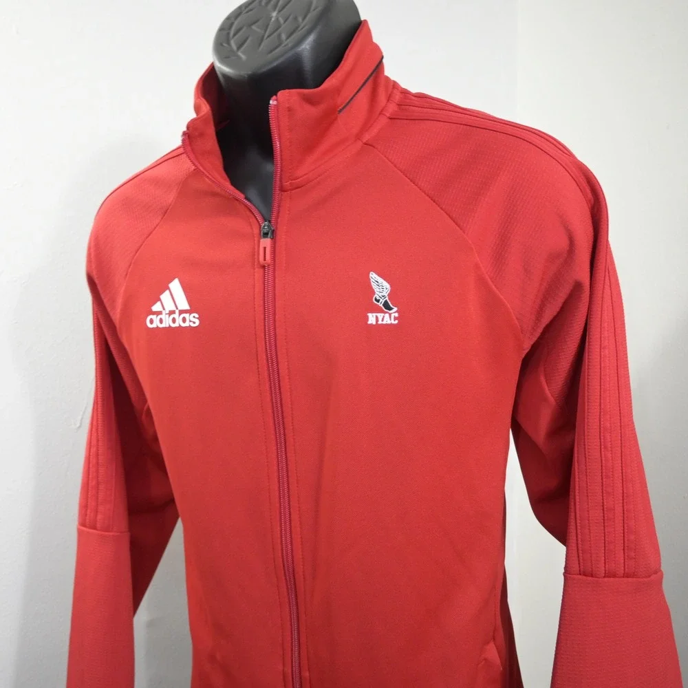 Adidas Track Jacket Mens Large Winged Foot New York Athletic Club Full Zip Red